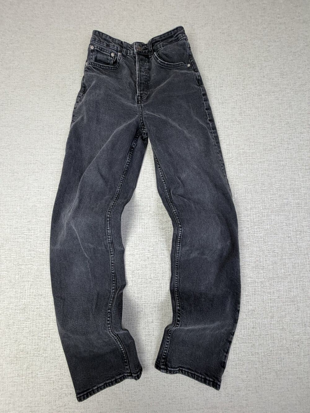 H&M Divided Women’s Size 0 Black Acid Wash High Rise Button Fly Jeans